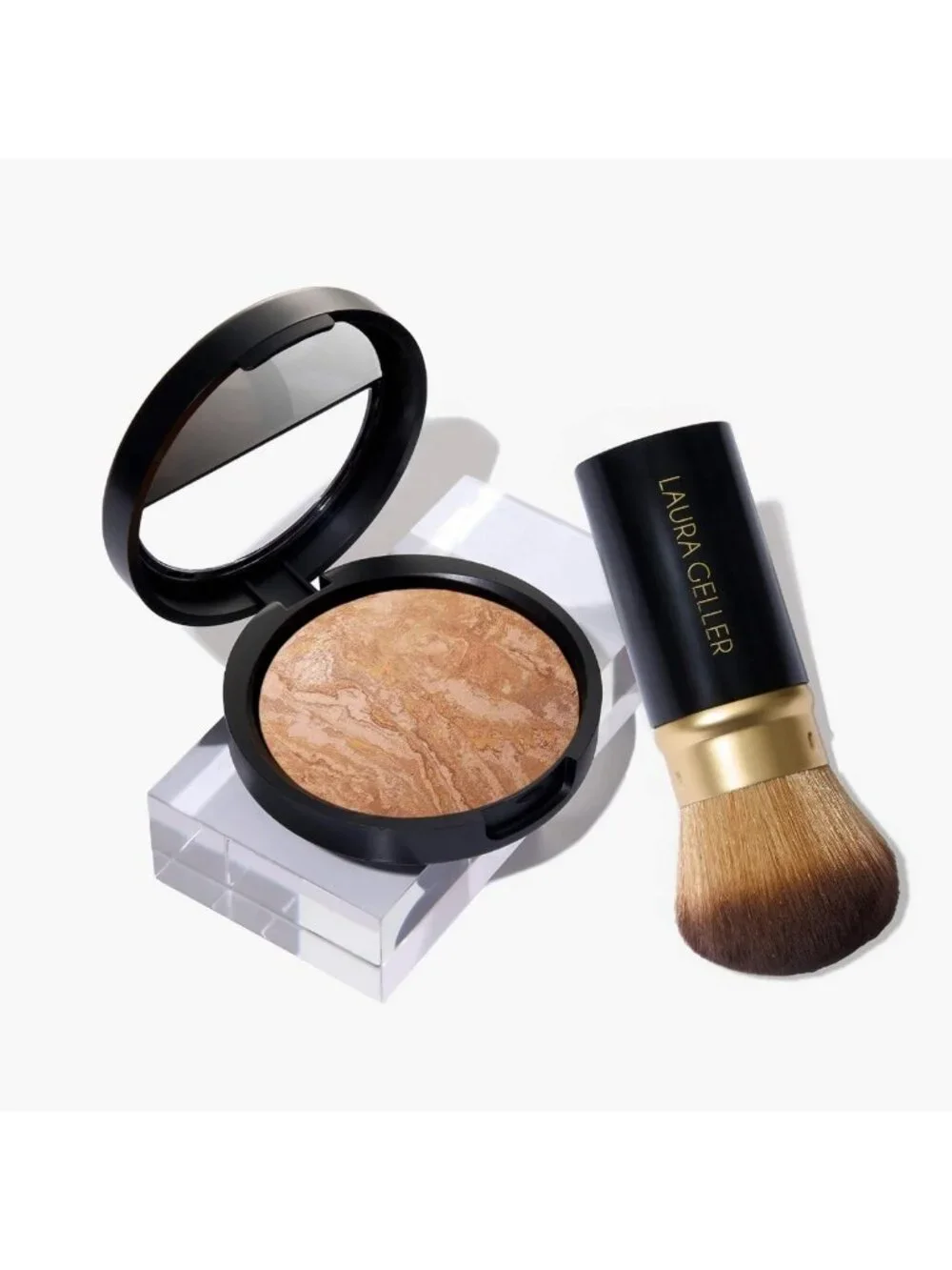 Medium Baked Foundation & Retractable Kabuki Brush Makeup Set - Flawless Finish